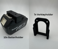 Makita 18v startpakke - 17 holdere til batteri og verktøy